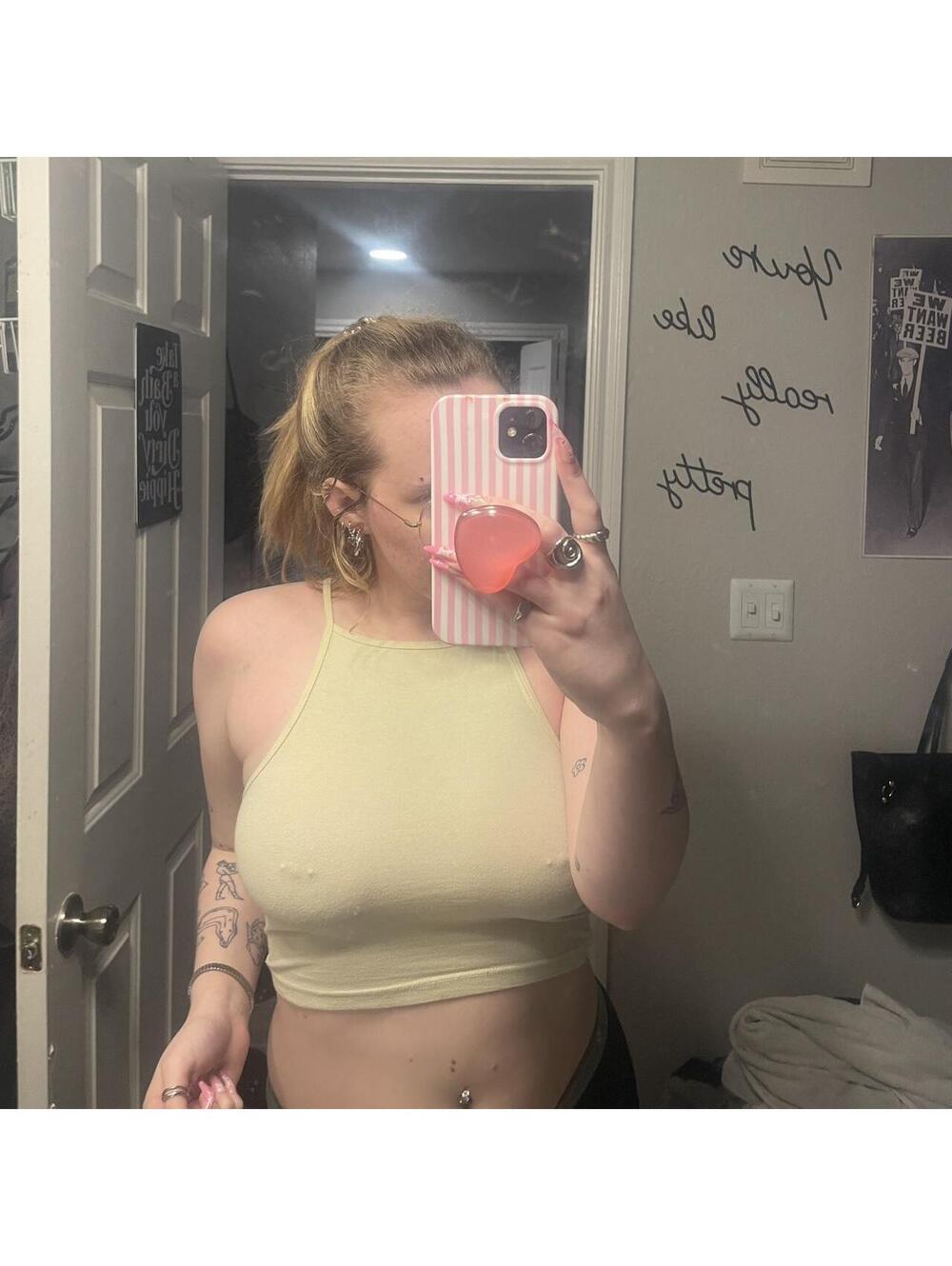 American Apparel Cream Crop Tank Top Size M